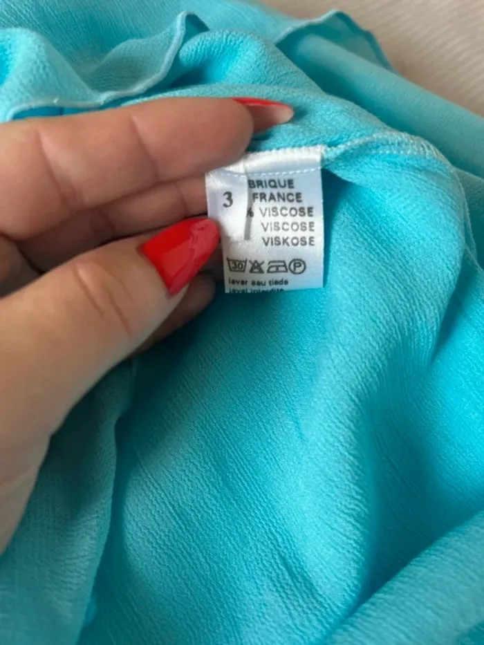 Robe d'été  léger à fines bretelles - Bleu - Marque Delphino - Taille L - photo numéro 5