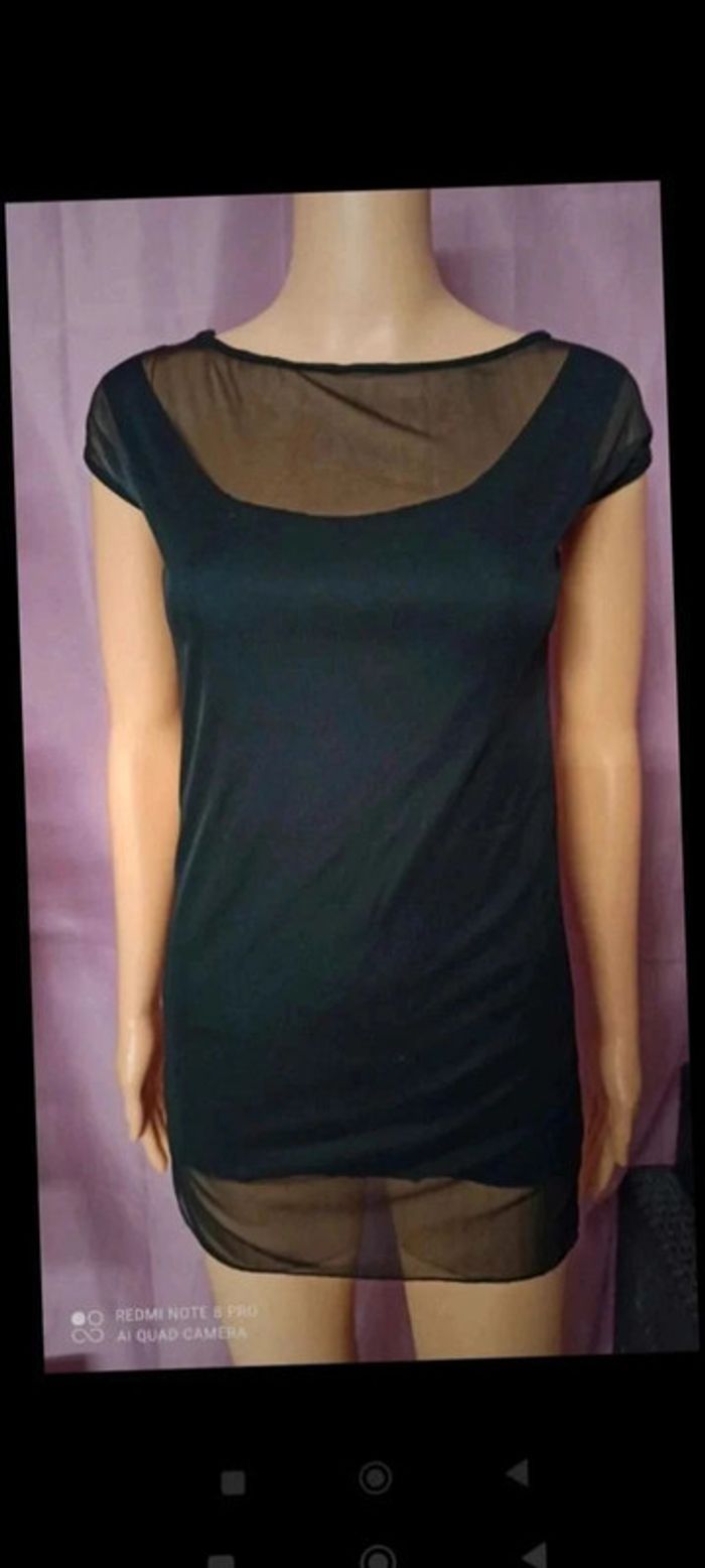 Top  haut noir transparent noir taille s