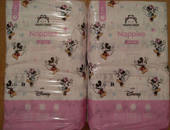 Lot de deux paquets de couches mama bear nappies ultra dry taille 5