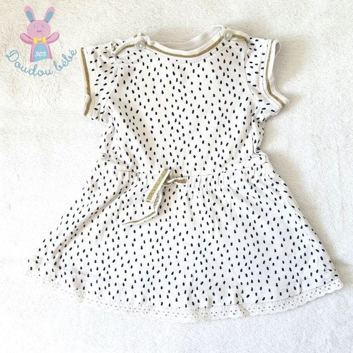 Robe blanche doré et marine bébé fille 6 Mois été Orchestra