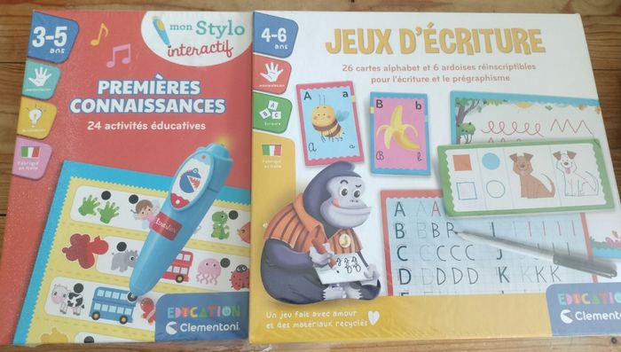Pack jeux connaissances et écriture Clementoni neufs