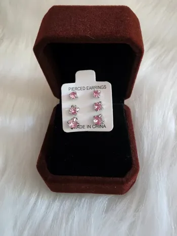 💎Boucles d’oreilles 3 paires Zirconium Rose 💎