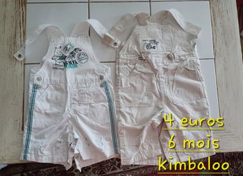 Lot 2 salopettes  garçon 6 mois kimbaloo