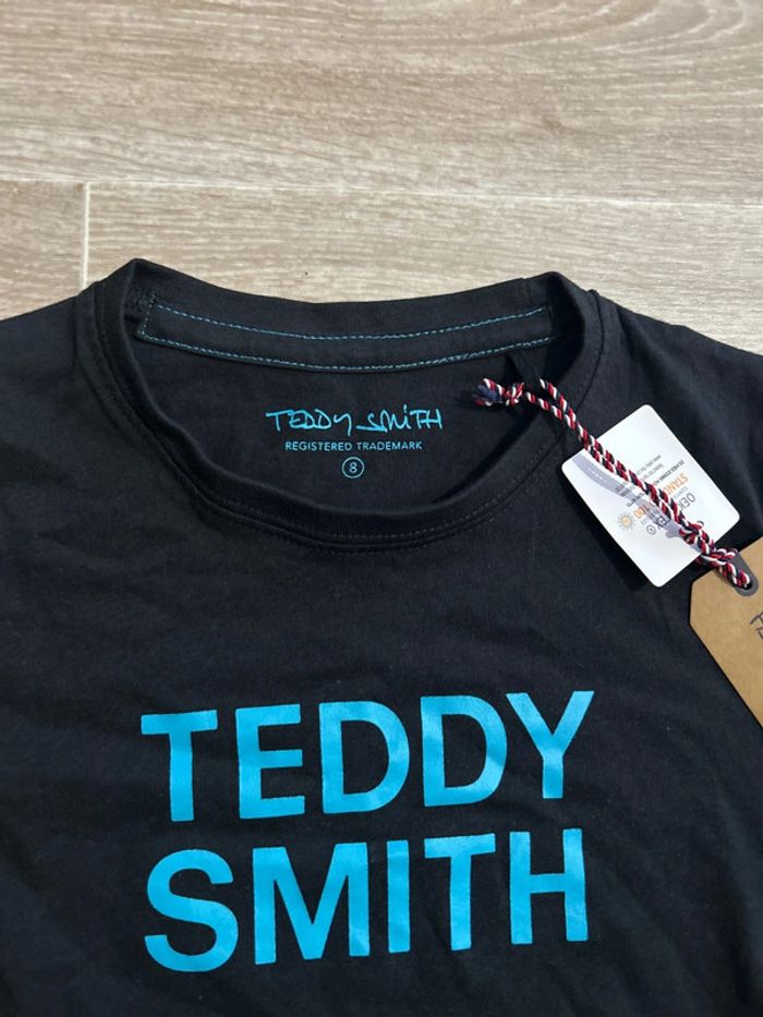 T-shirt Teddy Smith noir logo bleu ciel 7-8ans - photo numéro 2