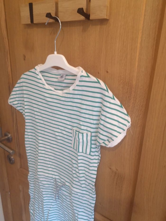 Robe Petit Bateau ligné en vert et blanc 12 ans - photo numéro 2