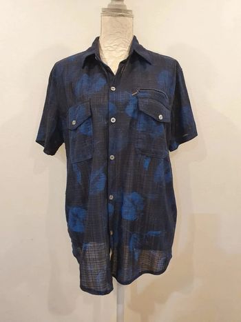 Chemise bleu noir homme taille L 40 folie rosse