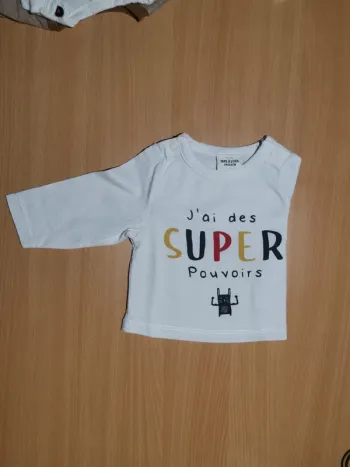 T-shirt 1 mois ouverture haute