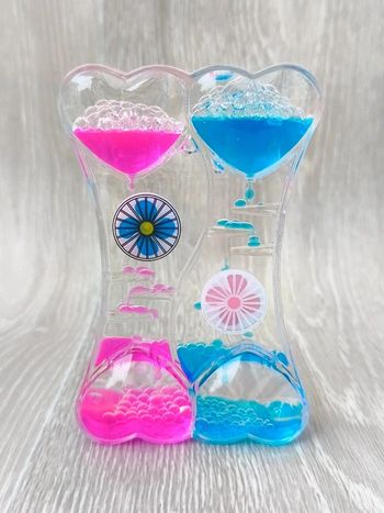 Sablier à huile double apaisant rose/bleu