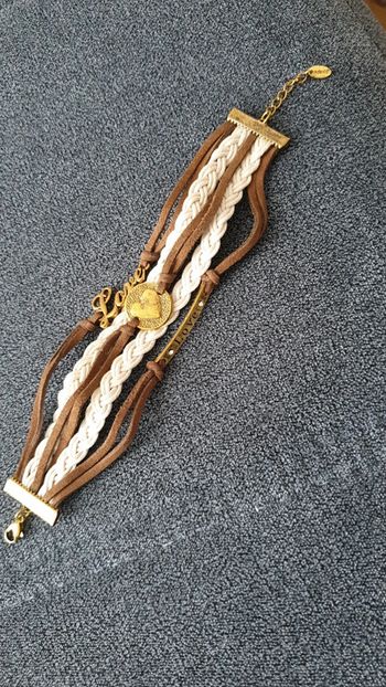 Neuf bracelet multirang love doré marron crème