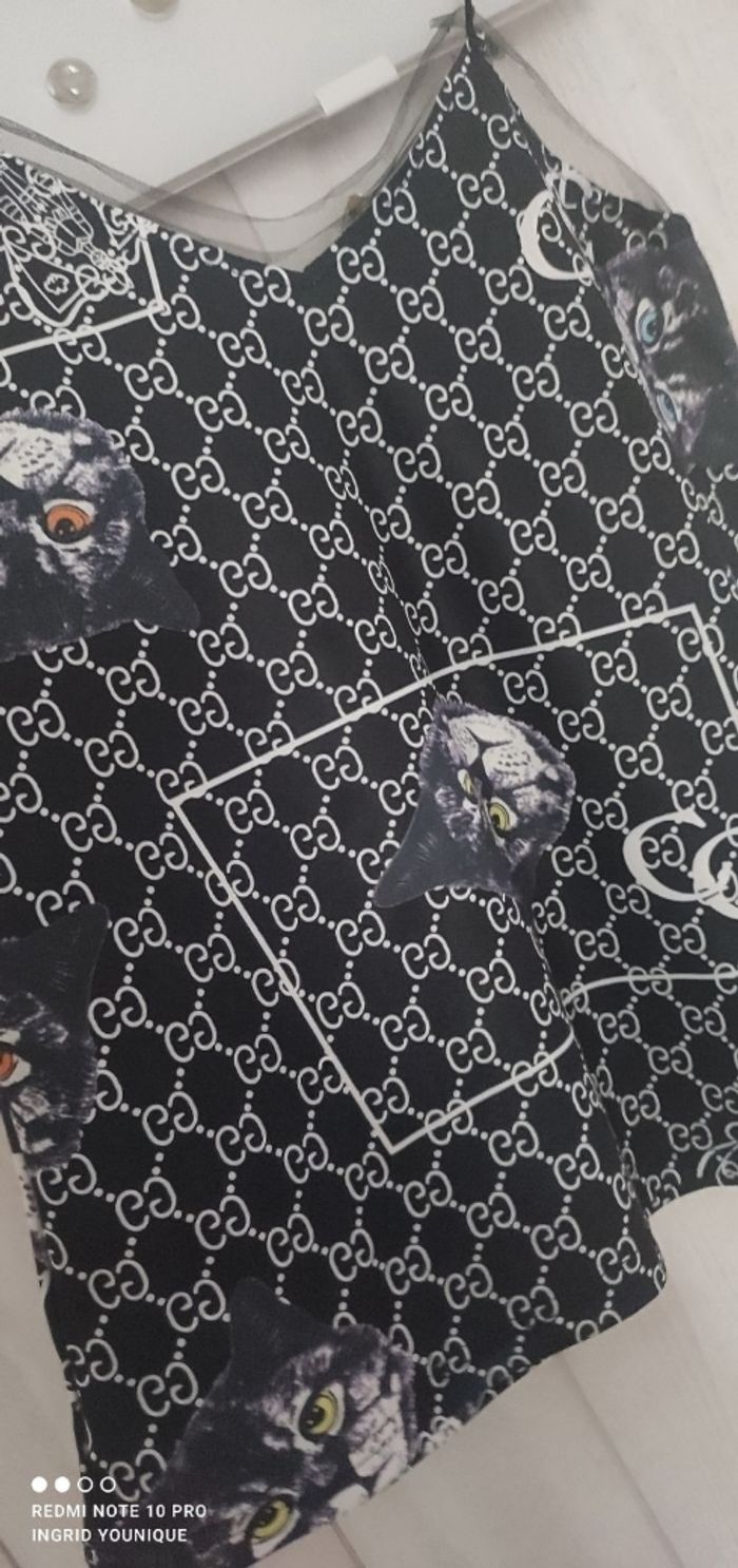 Débardeur noir et blanc petit chat taille unique - photo numéro 3