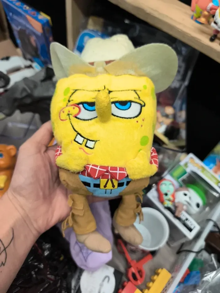 Squarepants Bob l'éponge sponge peluche plush cowboy west western noël Christmas marionnette puppets - photo numéro 4
