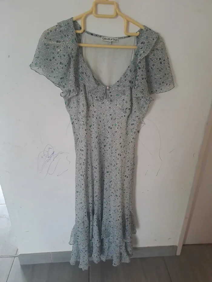 Robe midi à volant gris Taille 40 - photo numéro 8