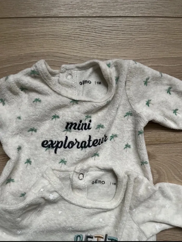 Lot de 2 pyjamas velours gemo 1 mois - photo numéro 2