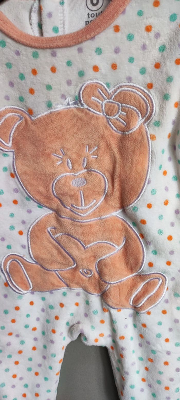 Pyjama ourson blanc et pois coloré 3 mois - photo numéro 5