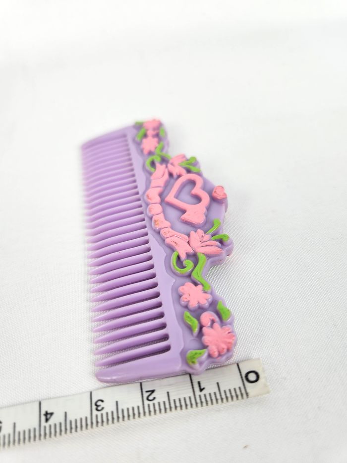 Peigne Accessoire Polly Pocket Vintage - Violet Fleurs Roses / Rétro Années 90 - photo numéro 6