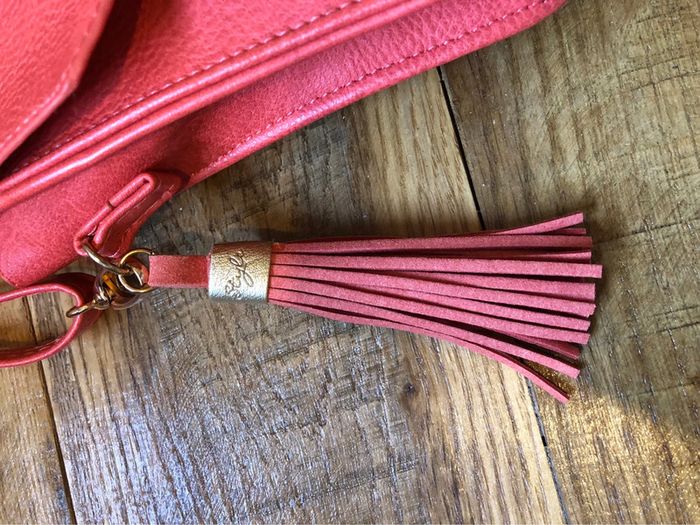 Sac bandoulière corail et tissu ananas - photo numéro 2