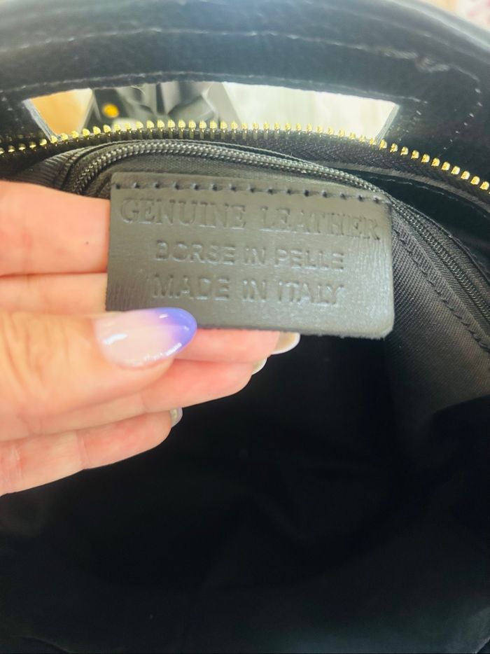 Sac noir cuir élégant grand modèle avec franges - photo numéro 8