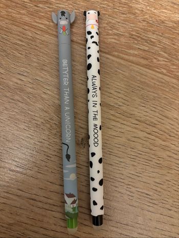 Lot de 2 stylos effaçables la ferme ( Farm ) âne et vache