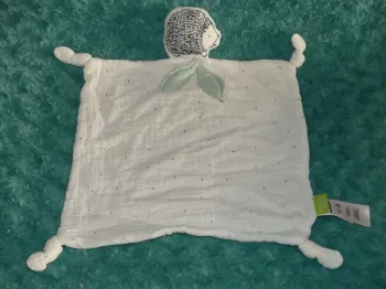 Doudou plat lange hérisson Vertbaudet blanc vert 🦔parfait état