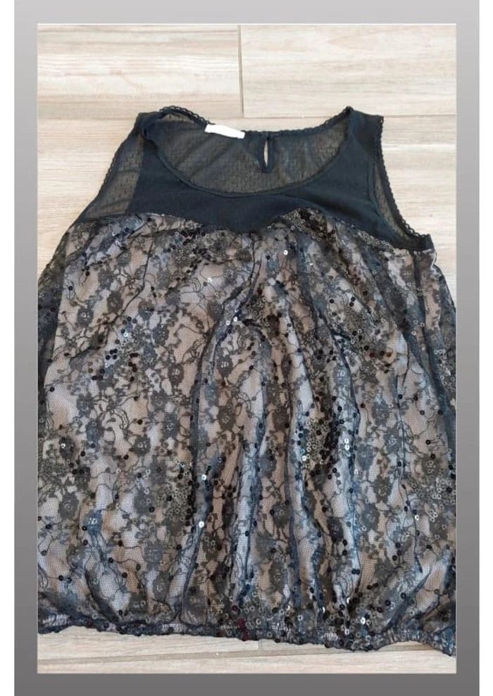 Haut noir à dentelle promod taille 4 taille XL