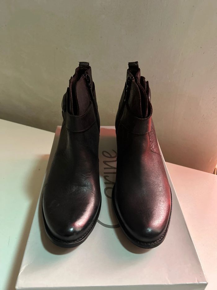 Bottine petits talons cuir noir - photo numéro 3
