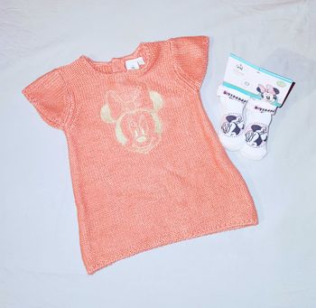 🐭 Lot Robe + chaussettes "Minnie" - Disney - 6 mois 🐭