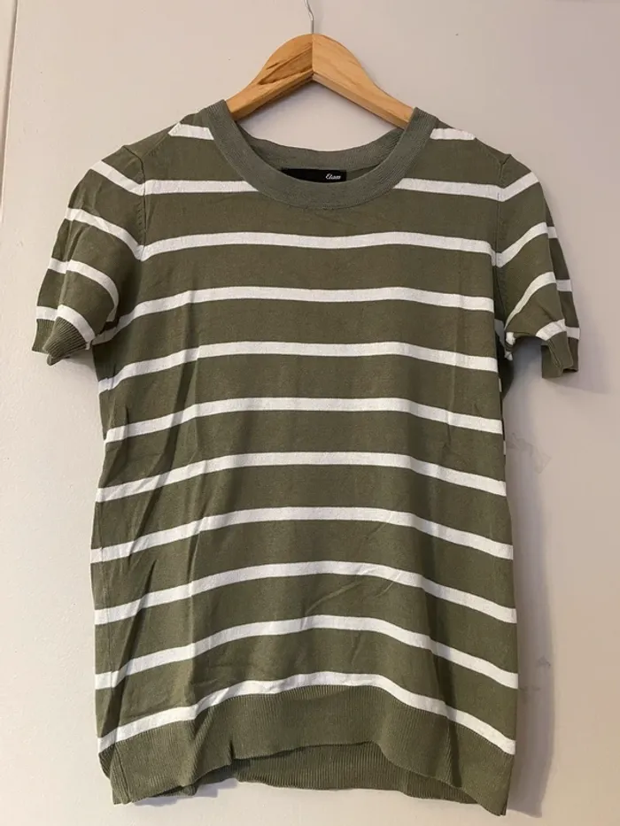 T-shirt kaki rayé
