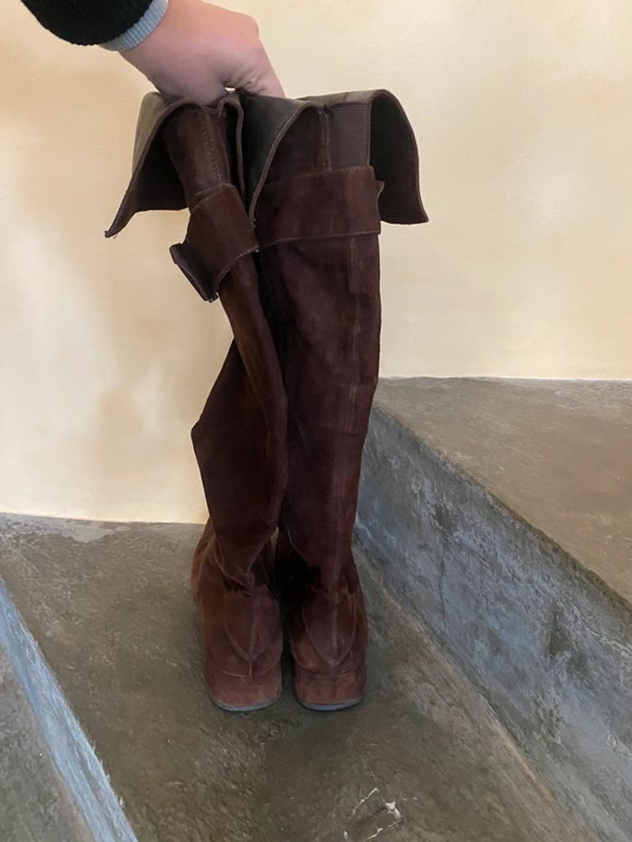 Bottes hautes en daim marron 40 - photo numéro 6