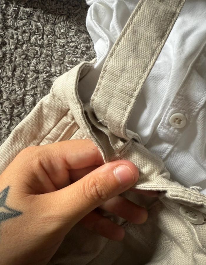 Ensemble chemise manche longue avec short à bretelle réglable beige tenu de cérémonie (3mois) - photo numéro 5