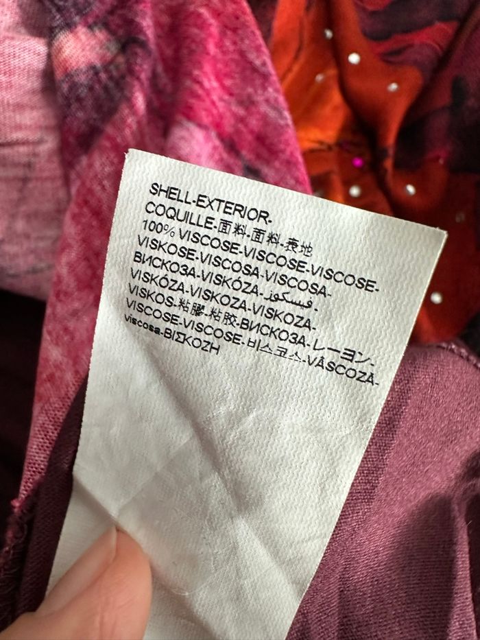 Blouse bariolée bordeaux et rouge Desigual T36 S - photo numéro 9