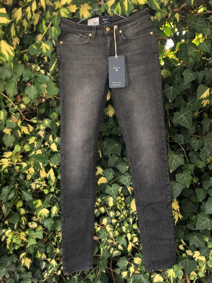 Jean gant neuf noir délavé en stretch taille 34/36 - photo numéro 5