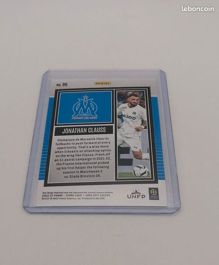 Carte Panini score Ligue 1 2022-23 Rookie Card Jonathan Clauss n°96. - photo numéro 3