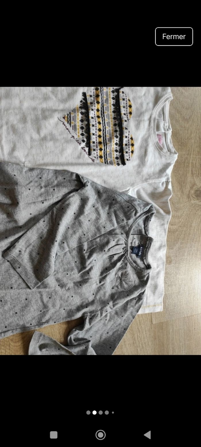 Lot 2 t-shirts manches longues fille 24 mois - photo numéro 2