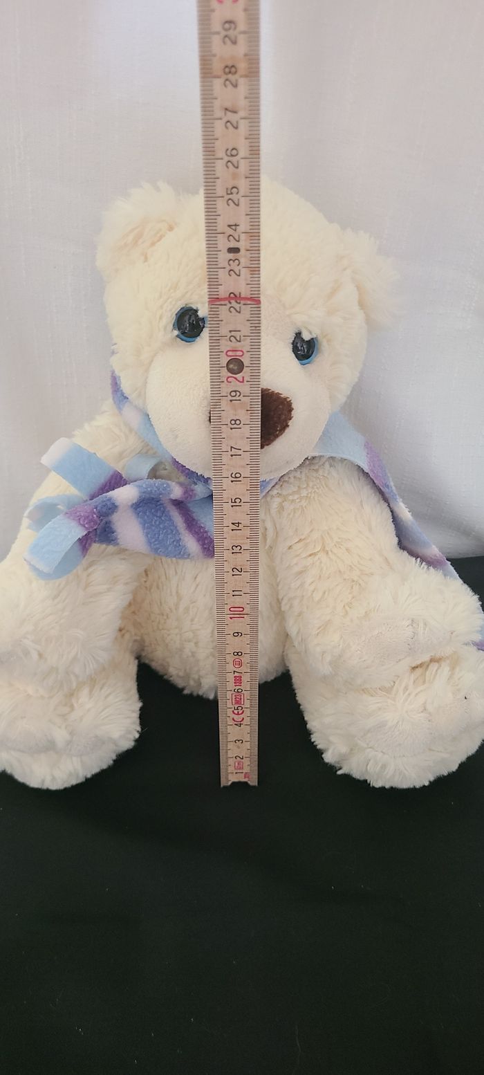 Peluche Doudou ours polaire blanc Echarpe assis 25 cm Gipsy - photo numéro 4