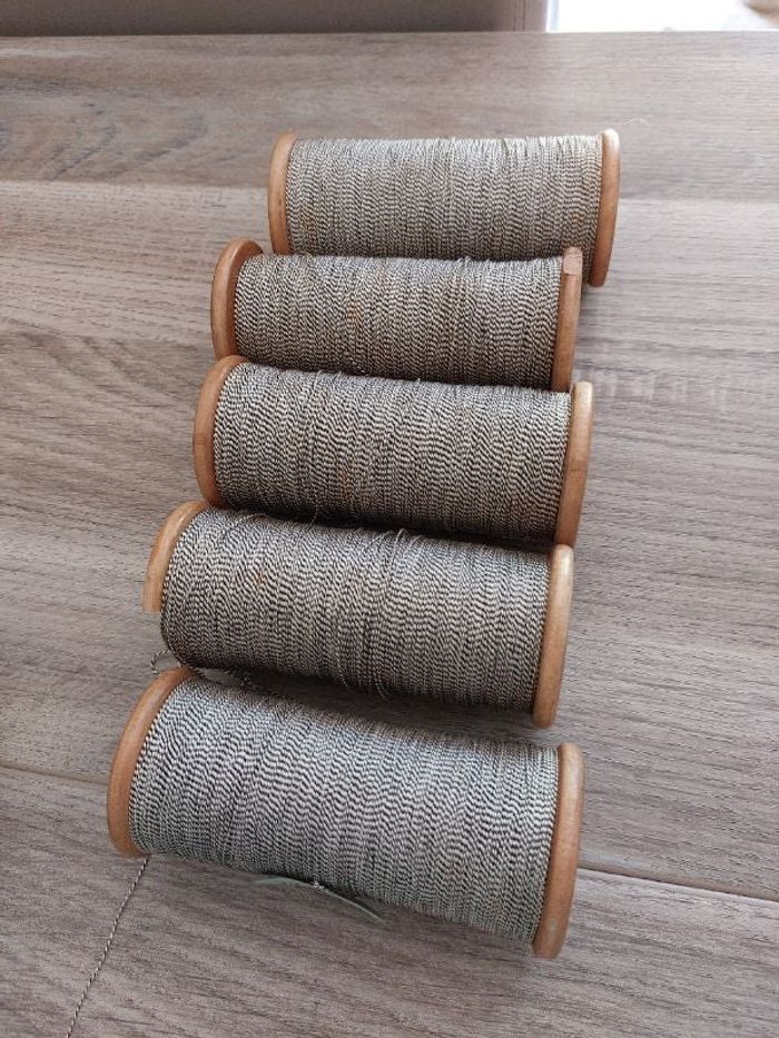 Lot 5 bobines fil machine beige