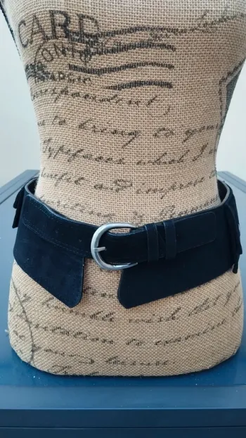 Ceinture élastique noire 75 cm femme avec poches