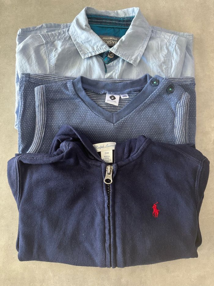 Gilet à capuche+ chemise + pull sans manches 24 mois - photo numéro 2