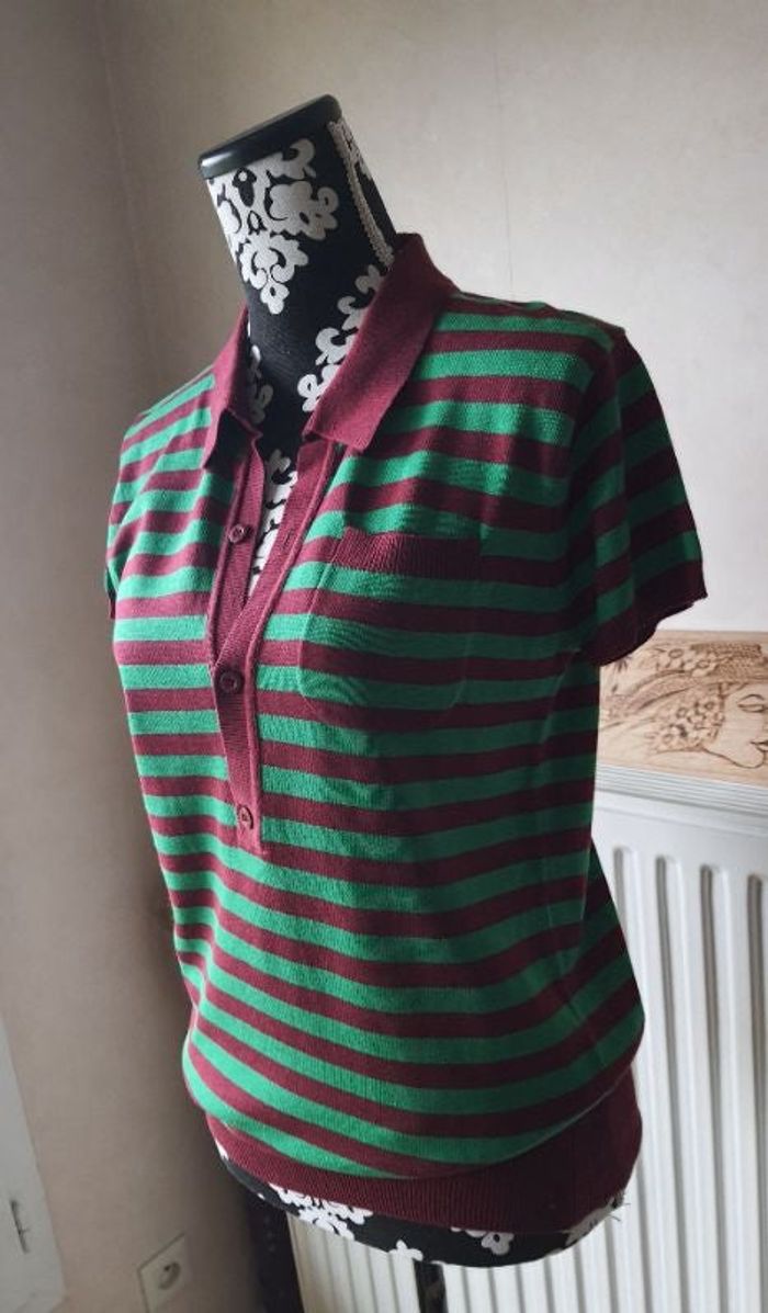 Pull femme Kulte, bordeaux & vert, style rétro, taille: L, neuf