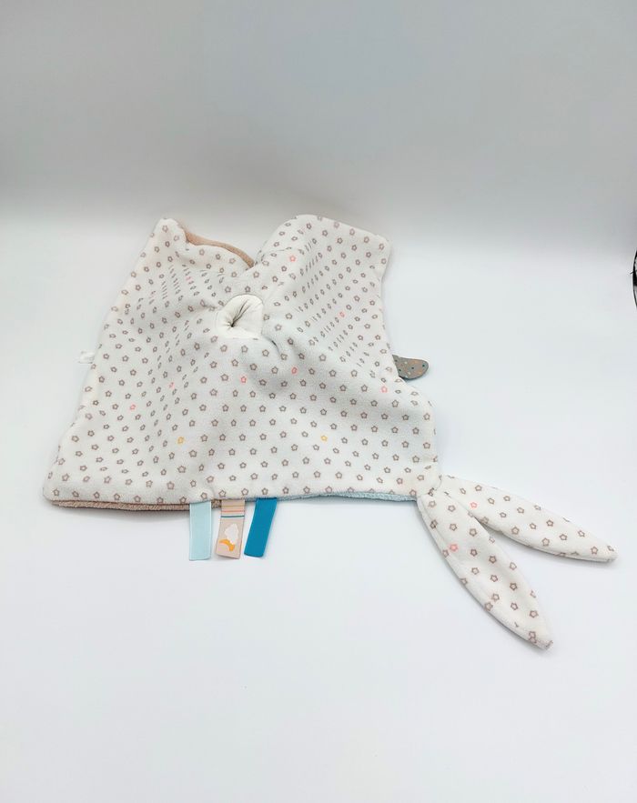 Doudou plat ours beige bleu NATTOU attache tétine étoiles nuage lune - photo numéro 3
