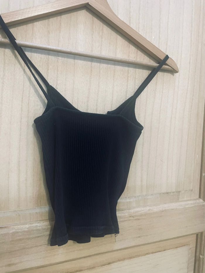Débardeur noir côtelé à lacets – style crop top - XS - photo numéro 3