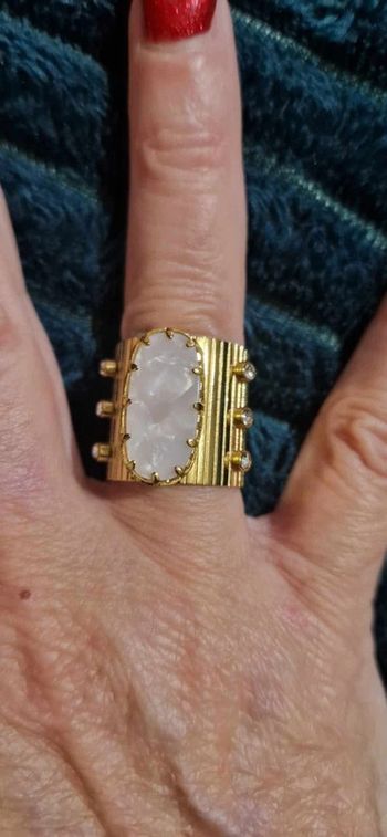 Bague large acier inoxydable or nacre et cristaux mile Mila