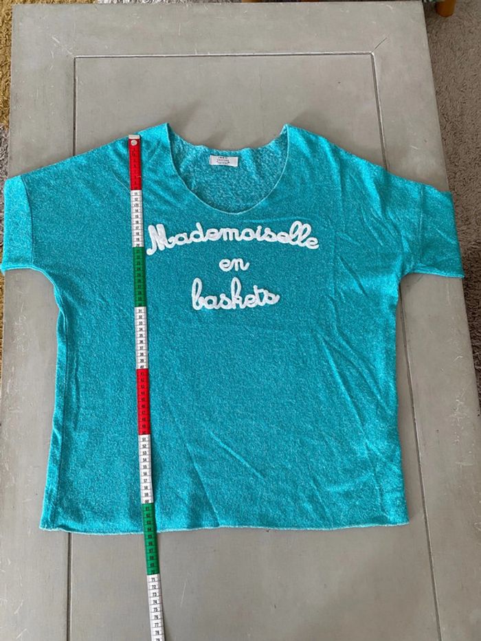 Pull manche longue turquoise Mademoiselle en baskets Ineo Couture taille M/L - photo numéro 11