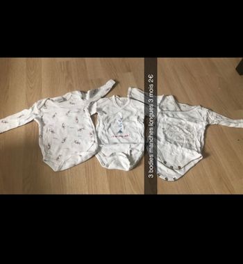 3 bodies manches longues 3 mois
