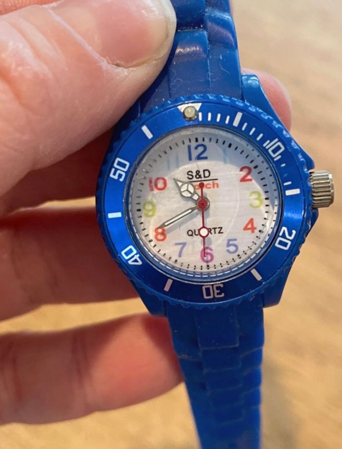 Montre bleue S&D Watch aiguilles enfant