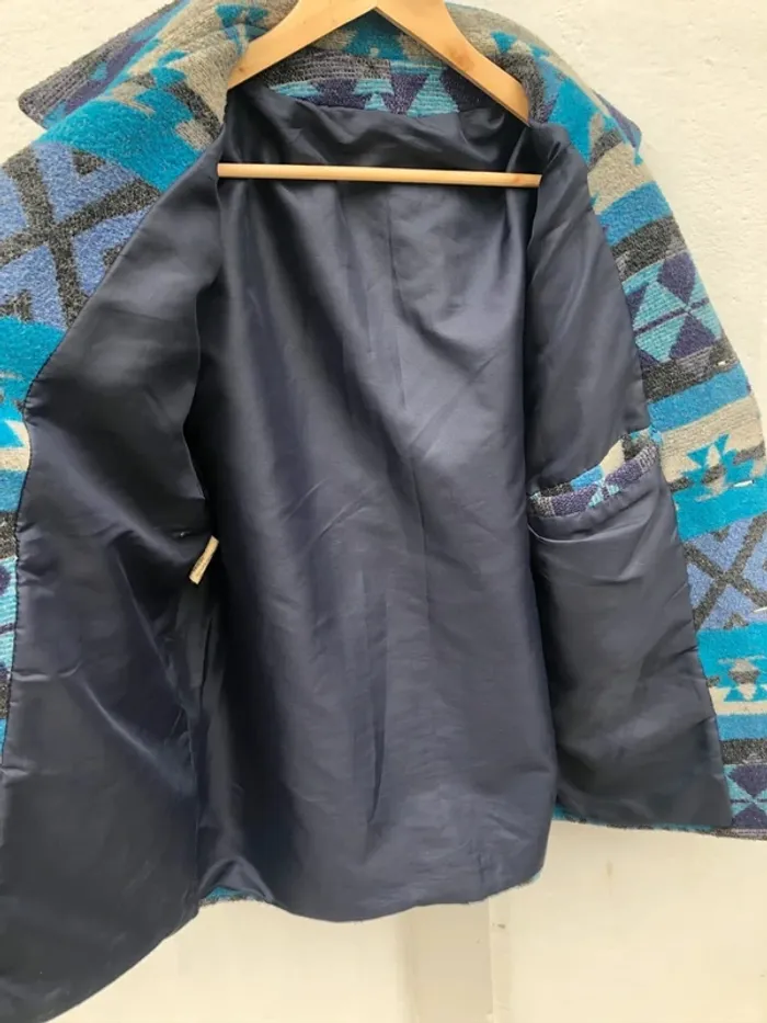 Manteau pure laine bleu Navajo Aztec made in France 🇫🇷 - photo numéro 6