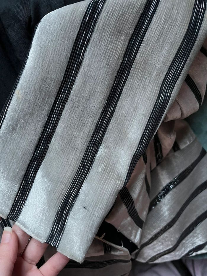 Veste blazer rayures noires et argentées en velours - photo numéro 20