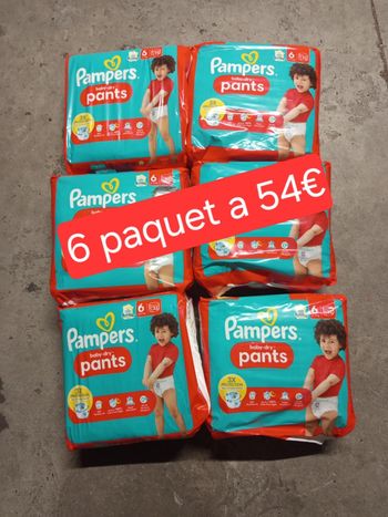6 paquet de couche pampers pants taille 6 a 54€