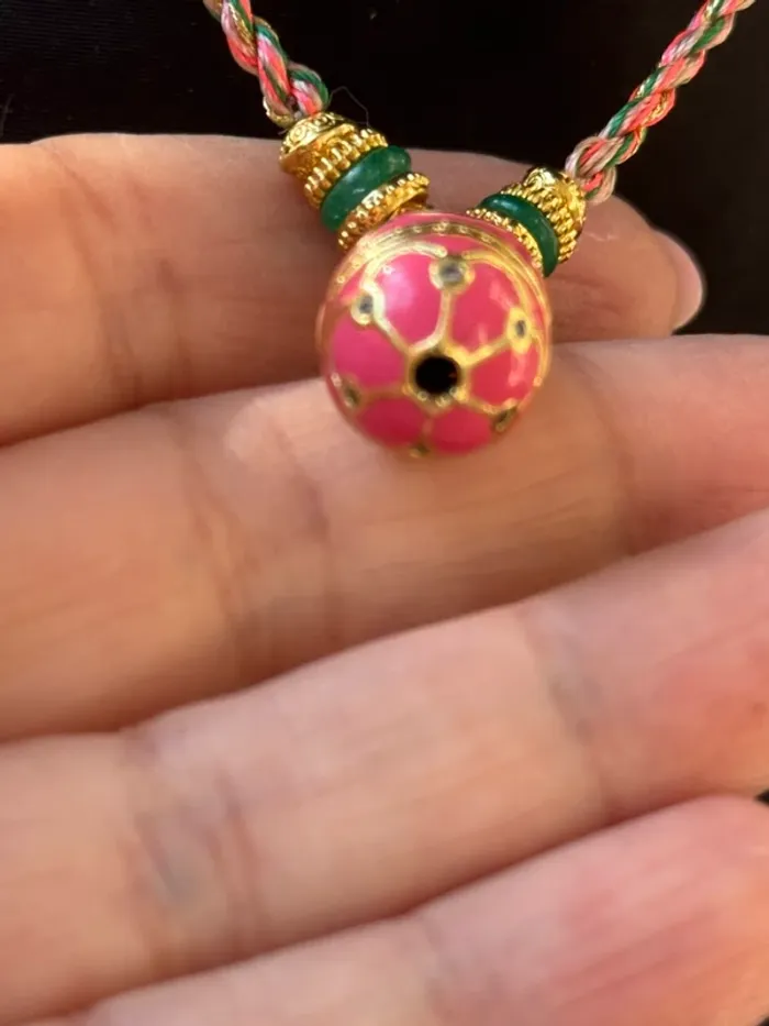 Collier cordons tressés grigri boules acier inoxydable or réglable habaha Paris - photo numéro 4