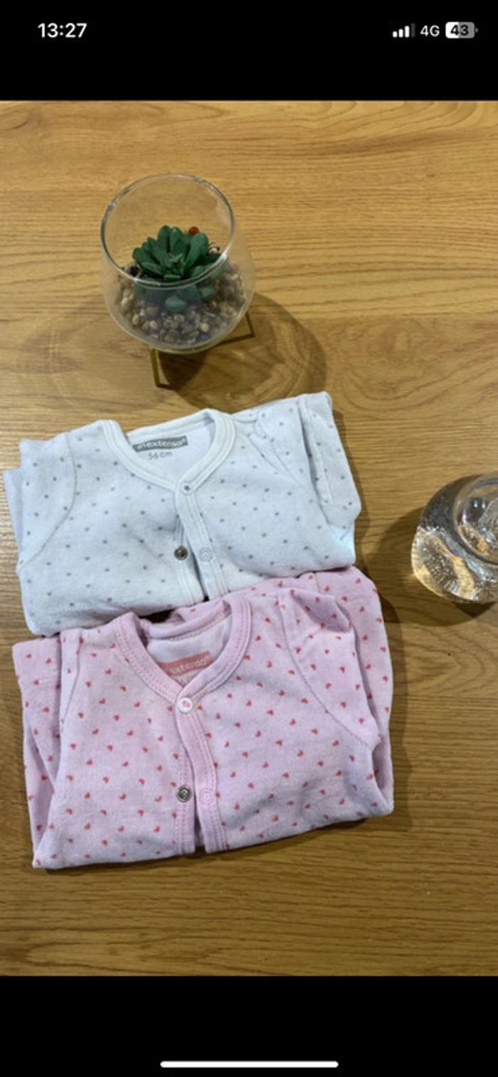 🖤 lot de 2 pyjama velours bébé fille 1 mois 🖤