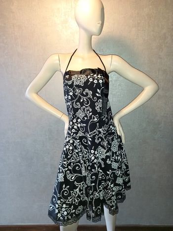 robe noire motif blanc et dentelle old school pin-up taille 42